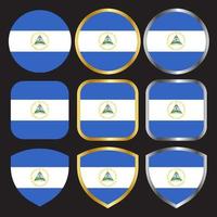 icono de vector de bandera de nicaragua con borde dorado y plateado-01