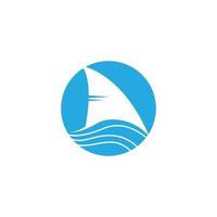 blue circle ocean logo with shark fin illustration vector