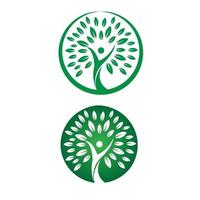 plantilla de logotipo de naturaleza de árbol de personas de círculo verde vector