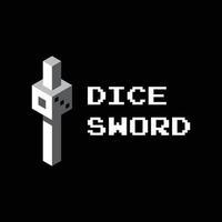 isometric dice sword logo template suitable for game vector