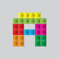 colorful game block brick toys font typeface letter A vector