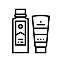 pelar y exfoliar la cara contenedor de gel y pelar botella de jabón línea icono vector ilustración