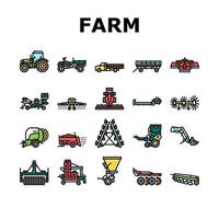 Farm Equipment And Transport Icons Set Vector