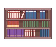 wooden library with books vector