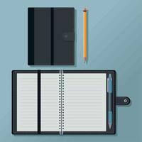 notebook and pencil mockup vector