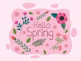 hello spring card vector