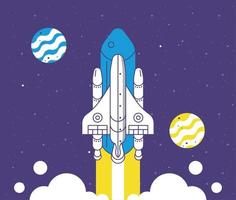 rocket and planets space vector