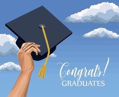 congrats graduates lettering poster vector