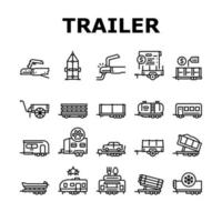 Trailer Transport Collection Icons Set Vector