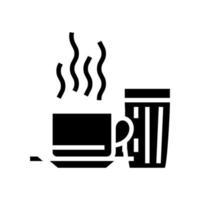 taza caliente de café glifo icono vector ilustración