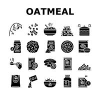 Oatmeal Nutrition Collection Icons Set Vector