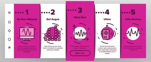 Frequency Pulse Wave Onboarding Icons Set Vector