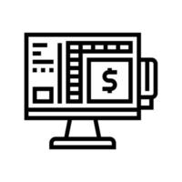 shop self service pos terminal computer line icon vector illustration