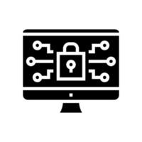 ilustración de vector de icono de glifo de seguridad informática