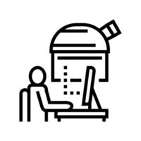 digital controlling telescope in observatory line icon vector illustration