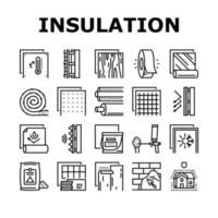 Insulation Building Collection Icons Set Vector