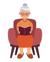 abuela leyendo libro vector