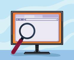 magnifying glass in desktop vector