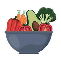 verduras frescas en un tazón vector