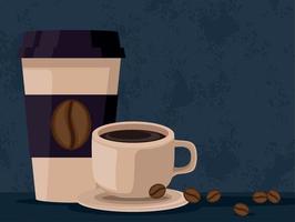 coffee pot and cup vector