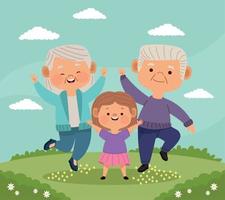 grandparents couple with granddaughter vector