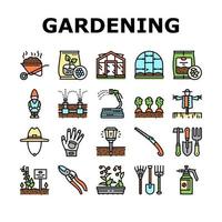conjunto de iconos de colección de equipos de jardinería vector