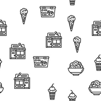 Ice Cream Delicious Dessert Food Vector Seamless Pattern