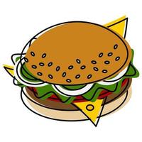 Appetizing hamburger on a transparent background. Fast food. Lifestyle. Food day. Isolate vector