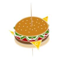 Appetizing hamburger on a transparent background in a watercolor manner. Street food. Lifestyle vector