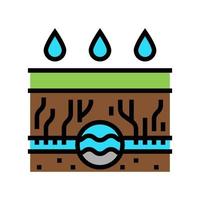 ilustración de vector de icono de color de sistema de drenaje de canalón de lluvia