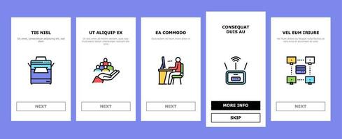 conjunto de iconos de incorporación de servicio de coworking vector