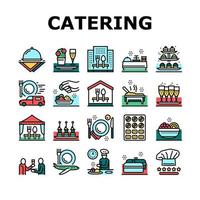 conjunto de iconos de colección de servicio de alimentos de catering vector