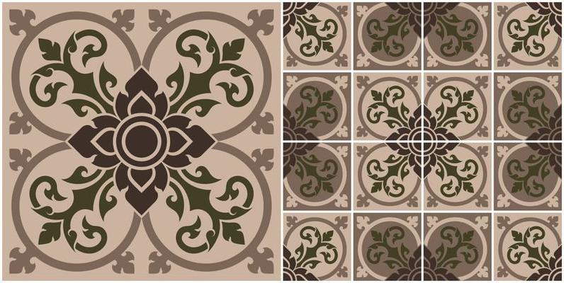 Seamless pattern applied Thai art tile