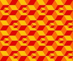 fondo patrón geométrico cubo forma amarillo naranja rojo vector