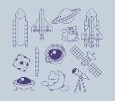 doce iconos del espacio exterior vector