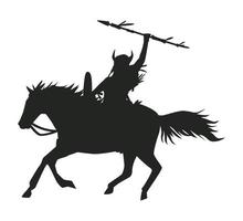 native warrior running in horse vector