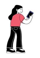 woman using smartphone device vector