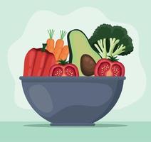 bowl with fresh vegetables vector