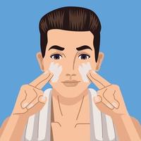 man applying mask scene vector