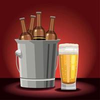 beers bottles and glass vector