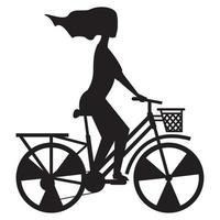 mujer en bicicleta silueta vector