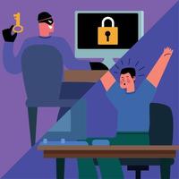 man and hacker cyber fraud vector