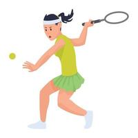 woman athlete playing tennis vector