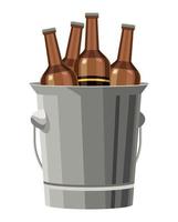 botellas de cervezas en balde vector