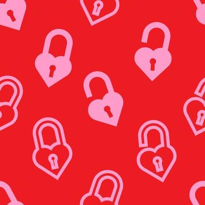 red sweet and romantic love lock seamless pattern