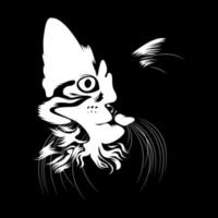 silueta de cara de gato lindo aislado en ilustración de vector de fondo negro