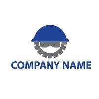 construction logo with helmet gear and safety glasses vector