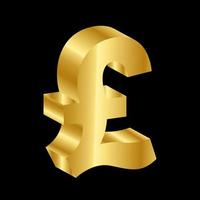 gold 3D luxury pound currency symbol vector