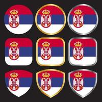 serbia flag vector icon set with gold and silver border