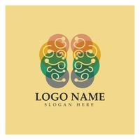 vector de concepto de diseños de logotipo cerebral, logotipo de pulso cerebral de salud, vector de plantilla de logotipo de cuidado cerebral